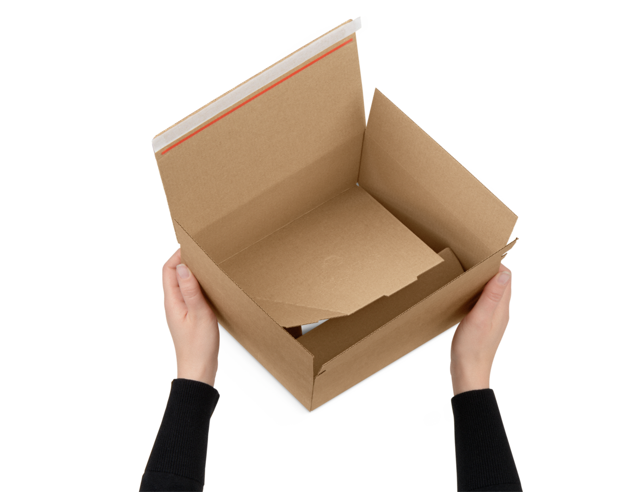 Blitzschnell aufgerichtet! Box seitlich zusammendrücken – Boden richtet sich selbständig auf und ist fixiert.