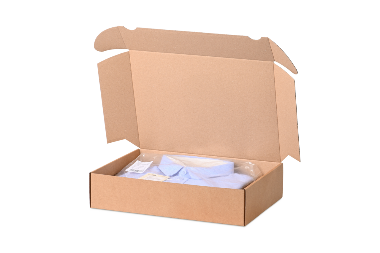 Verpackung mit 8 cm Sendungshöhe ist ideal für den Versand Ihrer hochwertigen Textilien