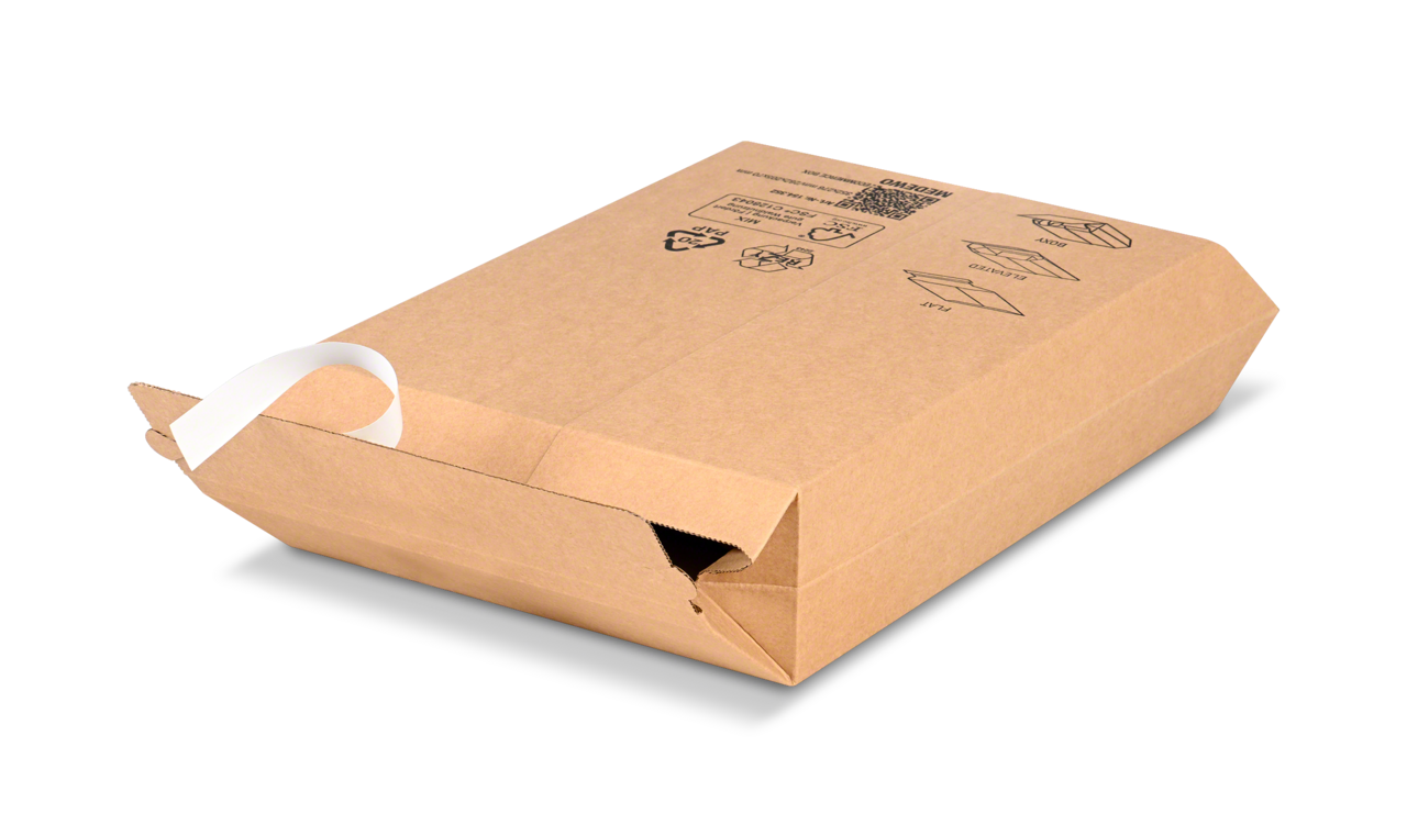 einfaches Handling – die braune Box lässt sich an viele Packgutgrößen anpassen