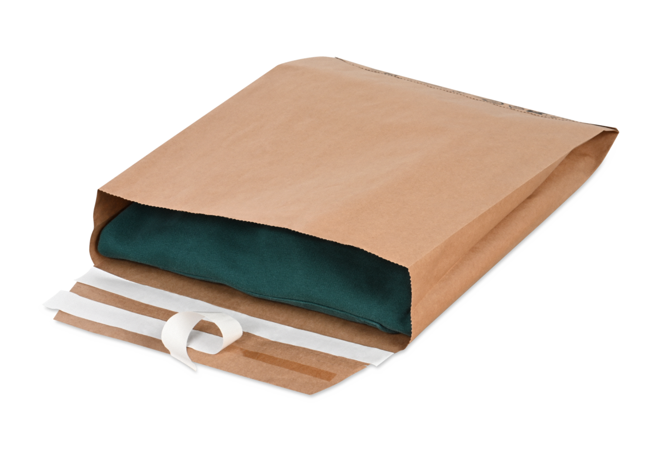 Papier-Versandtasche wiederverschließbar mit Seitenfalte