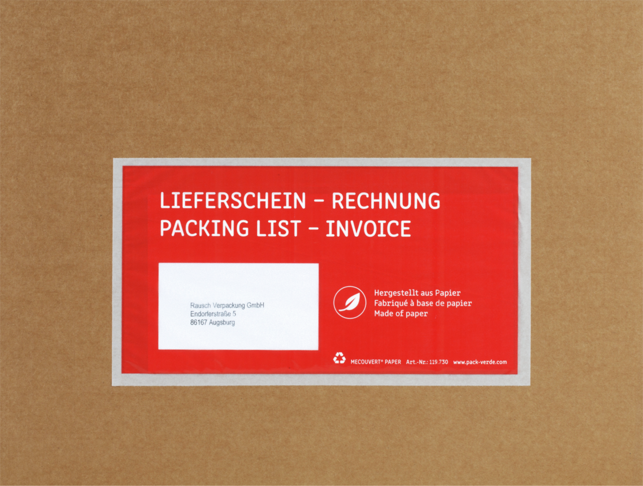 Lieferscheintaschen Papier MECOUVERT® PAPER
