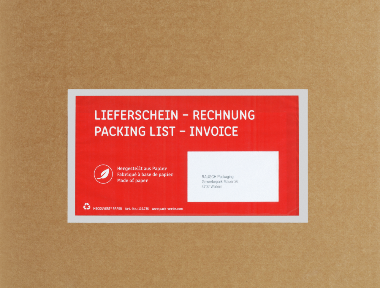 Lieferscheintaschen Papier MECOUVERT® PAPER