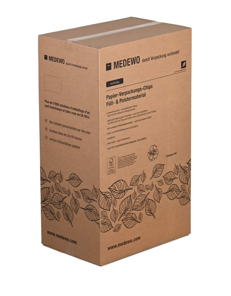 Papier-Verpackungschips im Spenderkarton