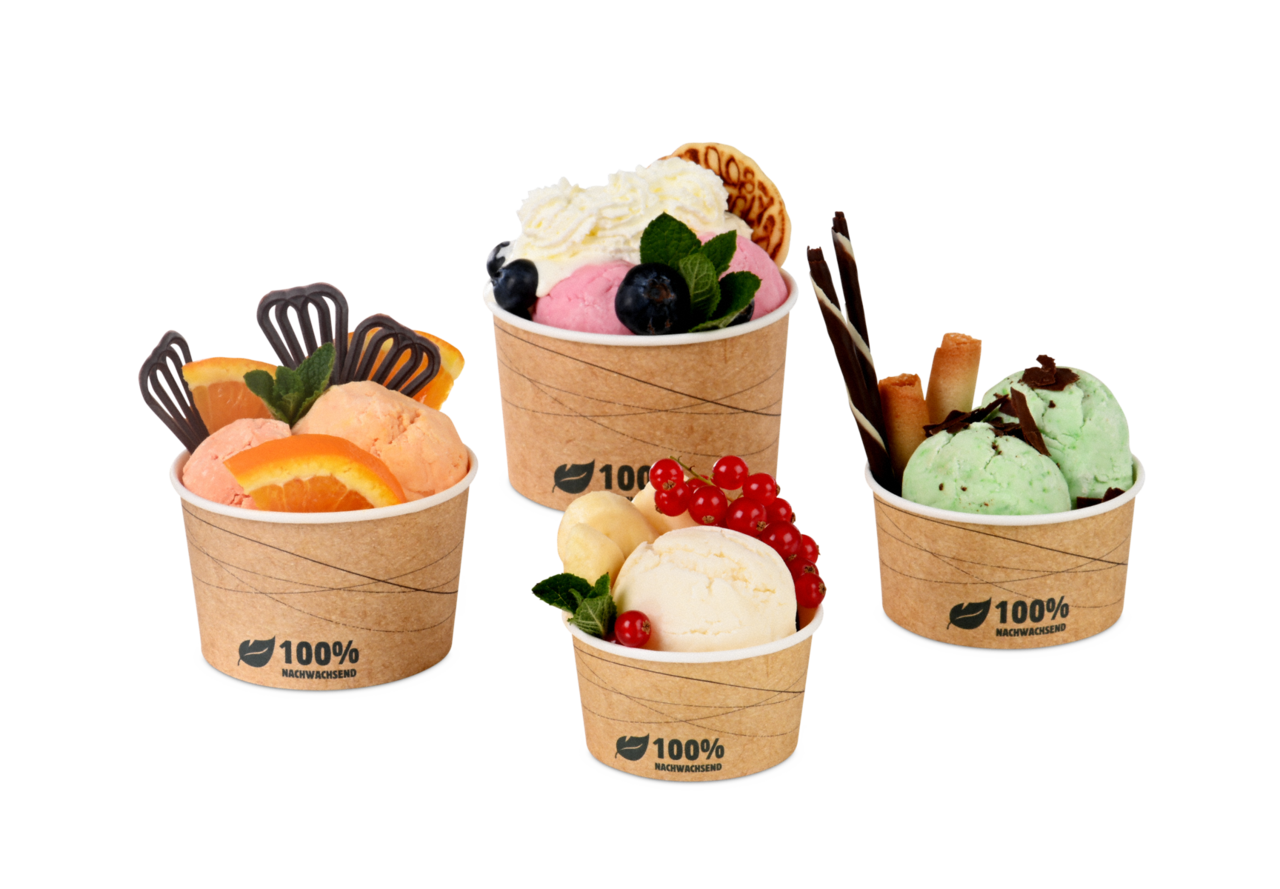 Eisbecher aus Pappe braun