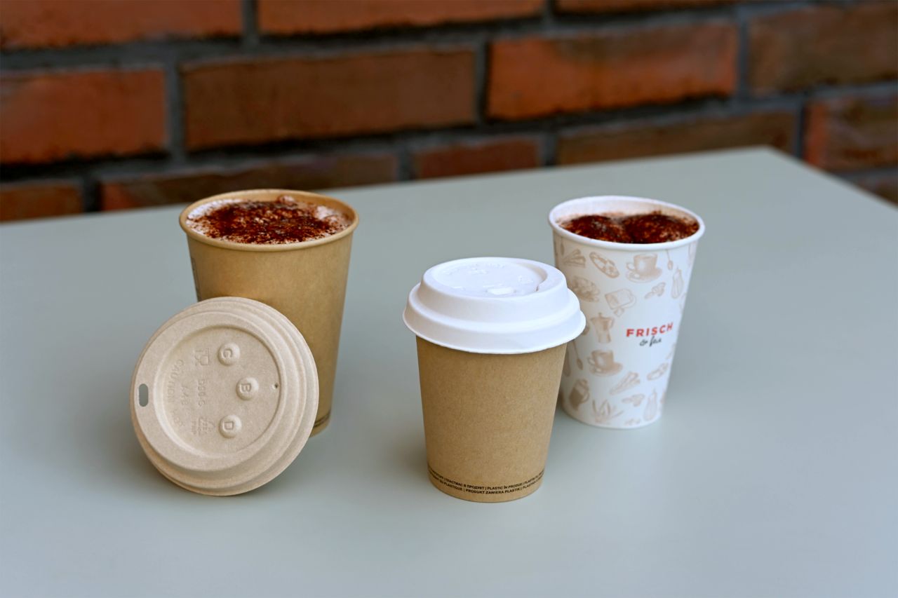 Deckel für to-go-Becher aus Holzfaser