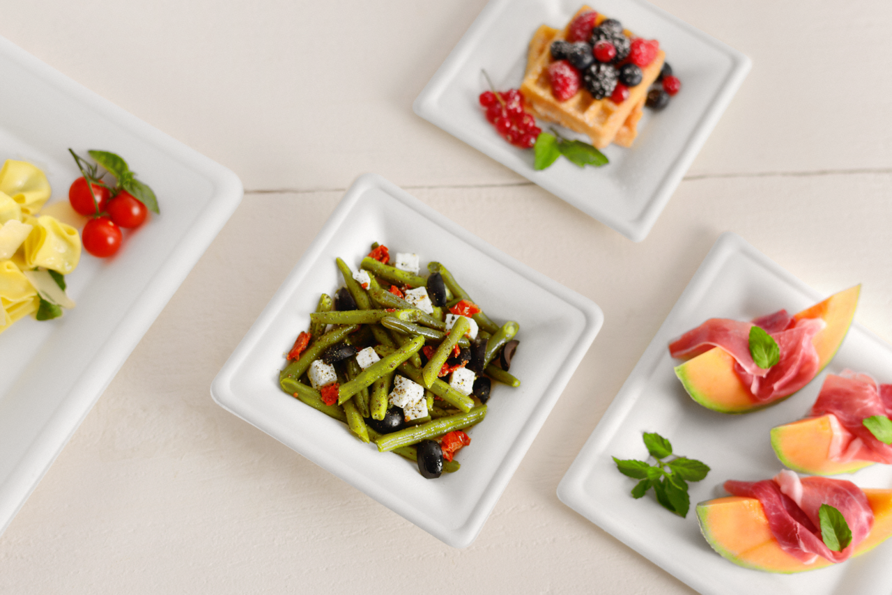 Teller aus Bagasse eckig