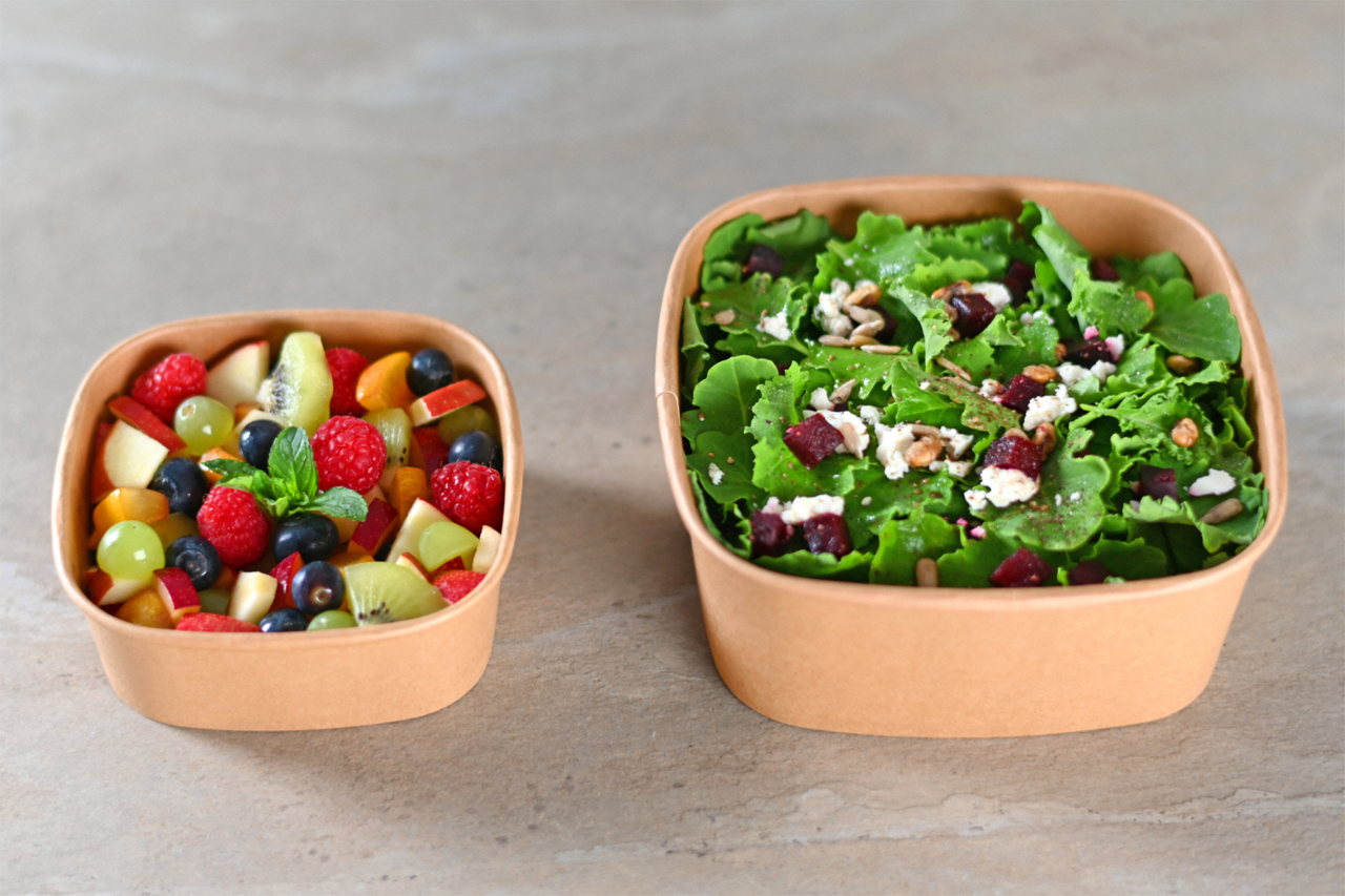 Salatschale aus Karton braun eckig 