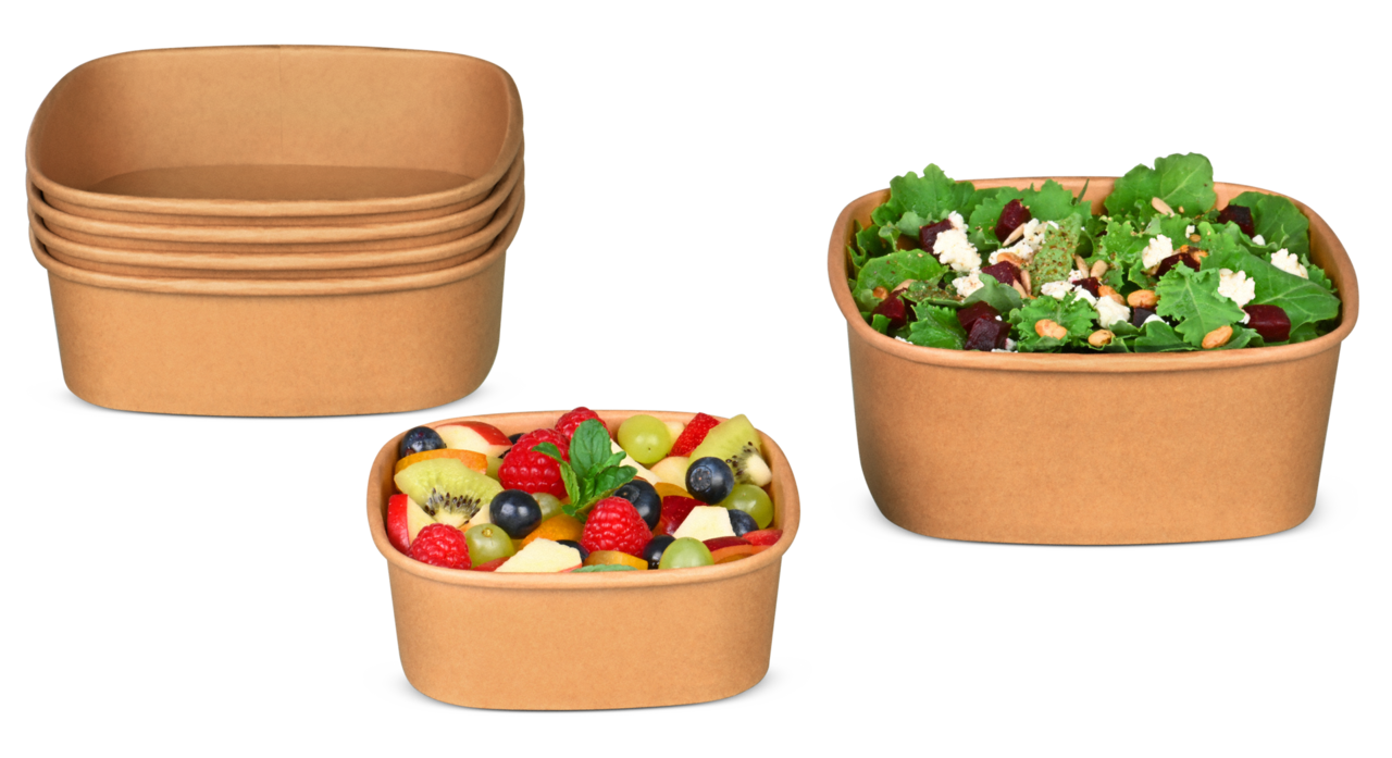 Salatschale aus Karton braun eckig 