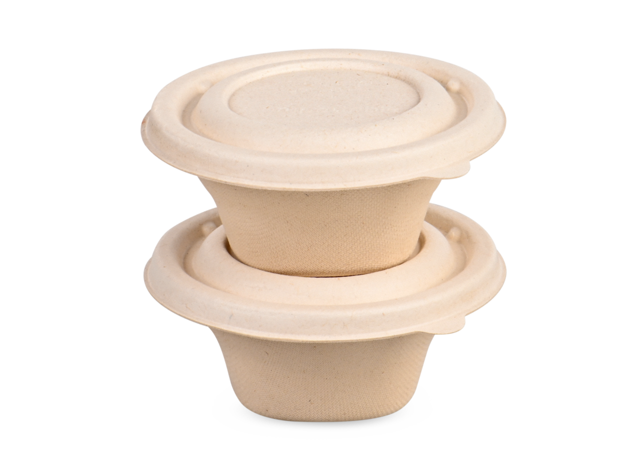 Schale aus Bagasse konisch & Deckel