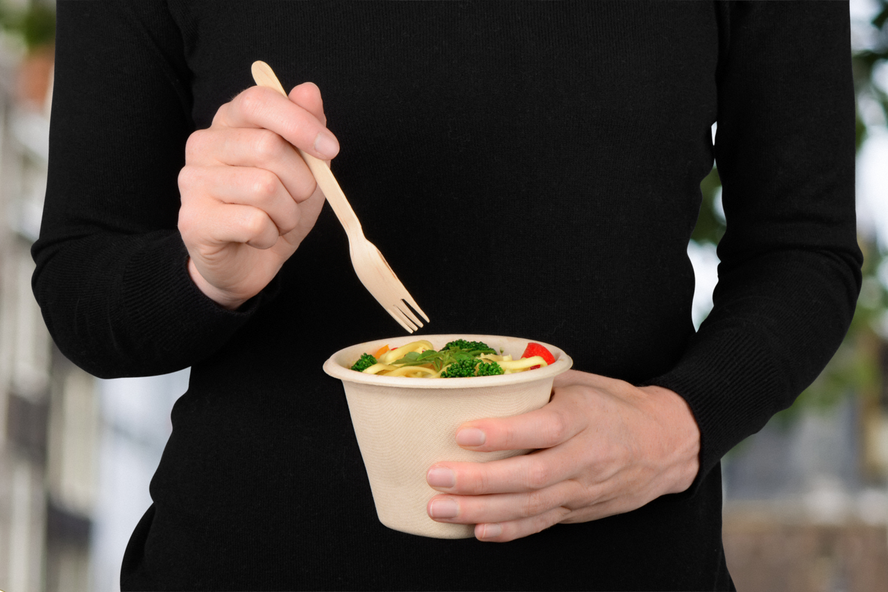 Schale aus Bagasse konisch & Deckel