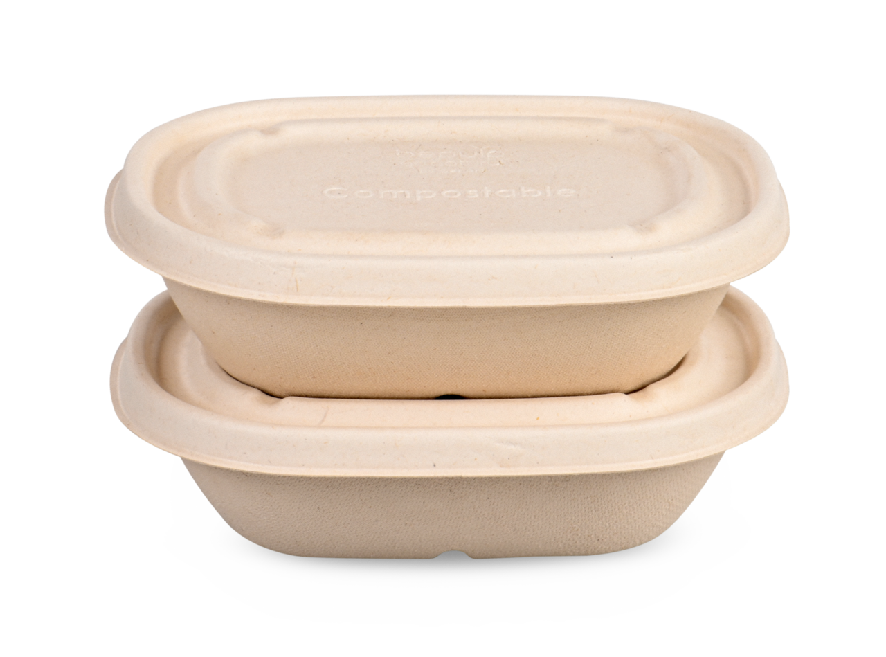 Schale aus Bagasse oval & Deckel