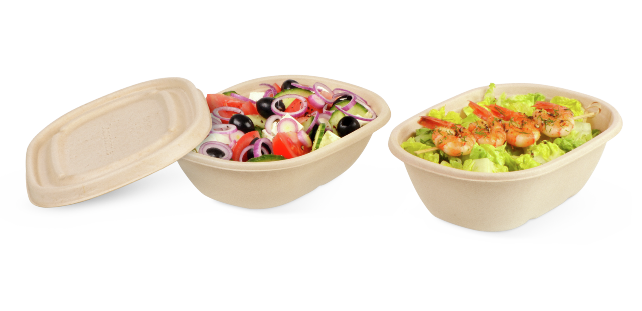 Schale aus Bagasse oval & Deckel
