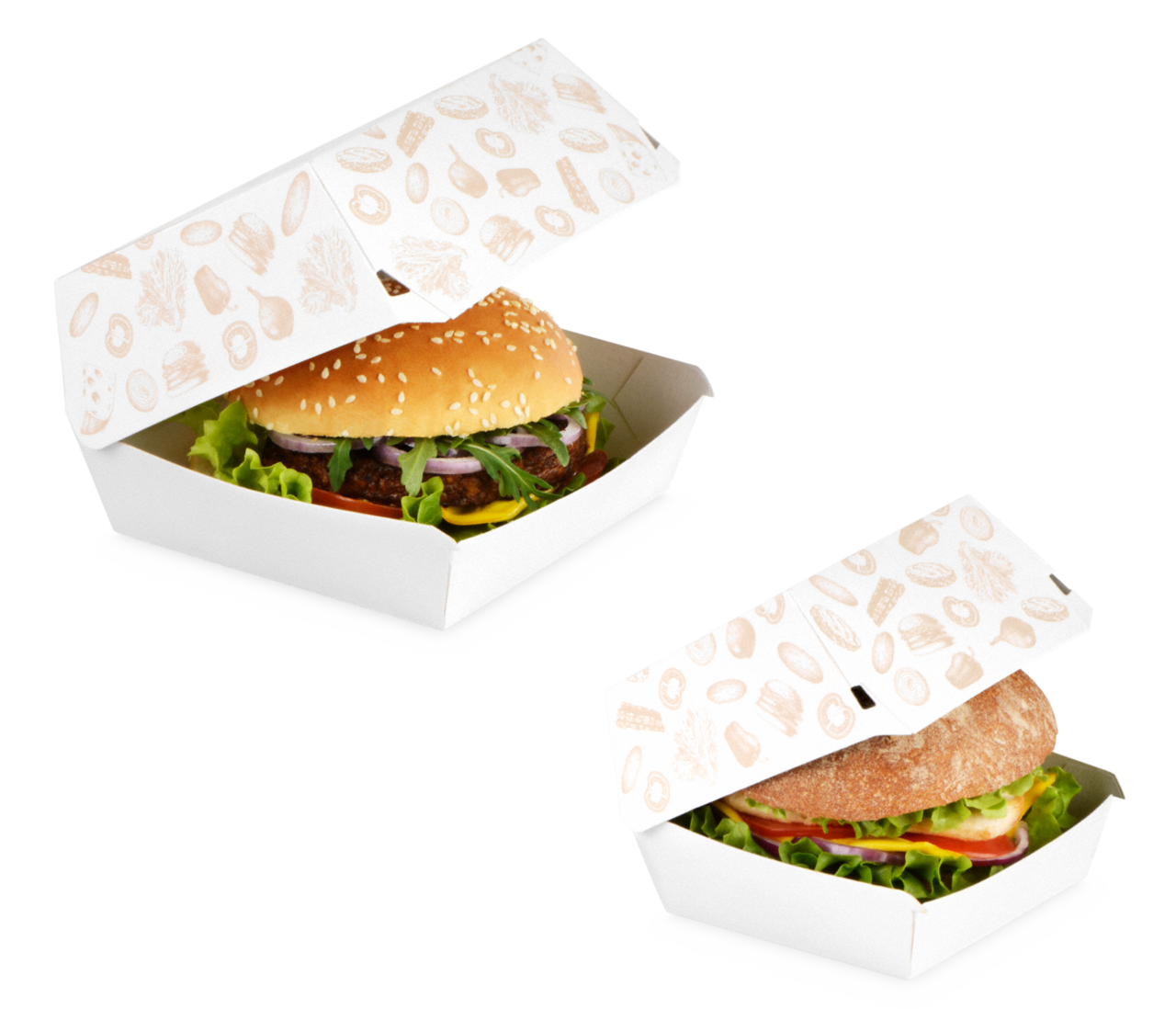 Burger-Box aus Karton «FRISCH & fein»
