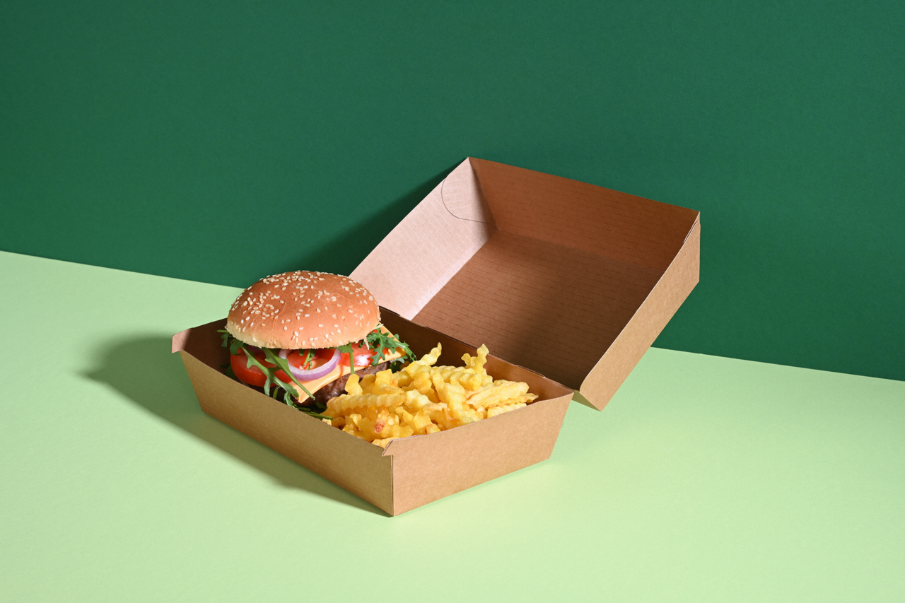 Burger-Verpackung aus Karton braun 