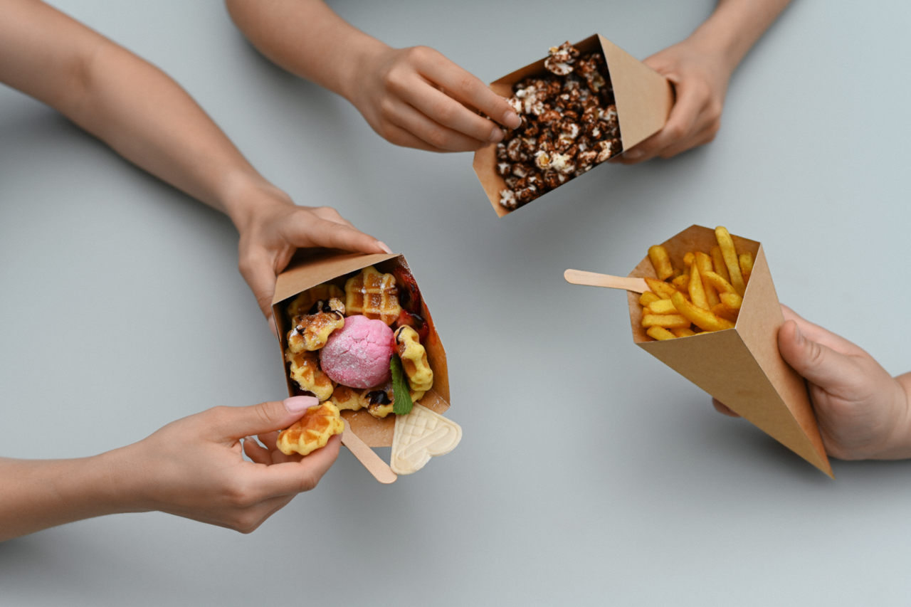 als Pommestüte, aber auch für andere Snacks vielfältig einsetzbar