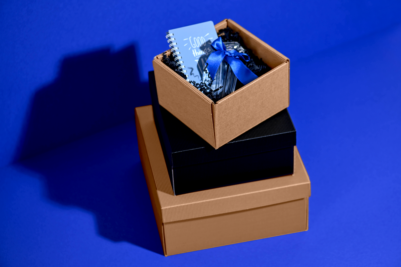 Geschenkkarton mit Deckel «offene Welle»