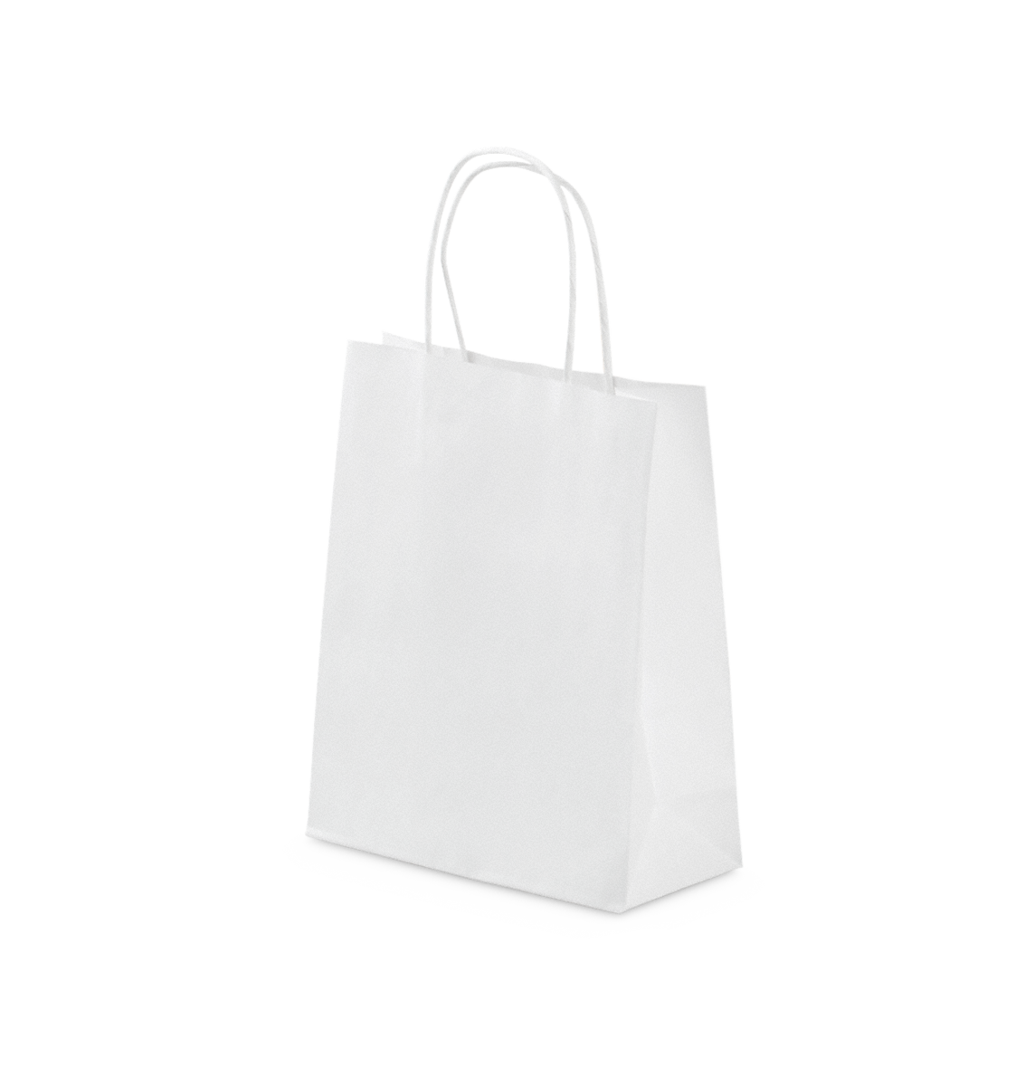 Tragetasche aus Kraftpapier 220×100×280 mm, weiß, mit gedrehter Kordel, 90 g/m²