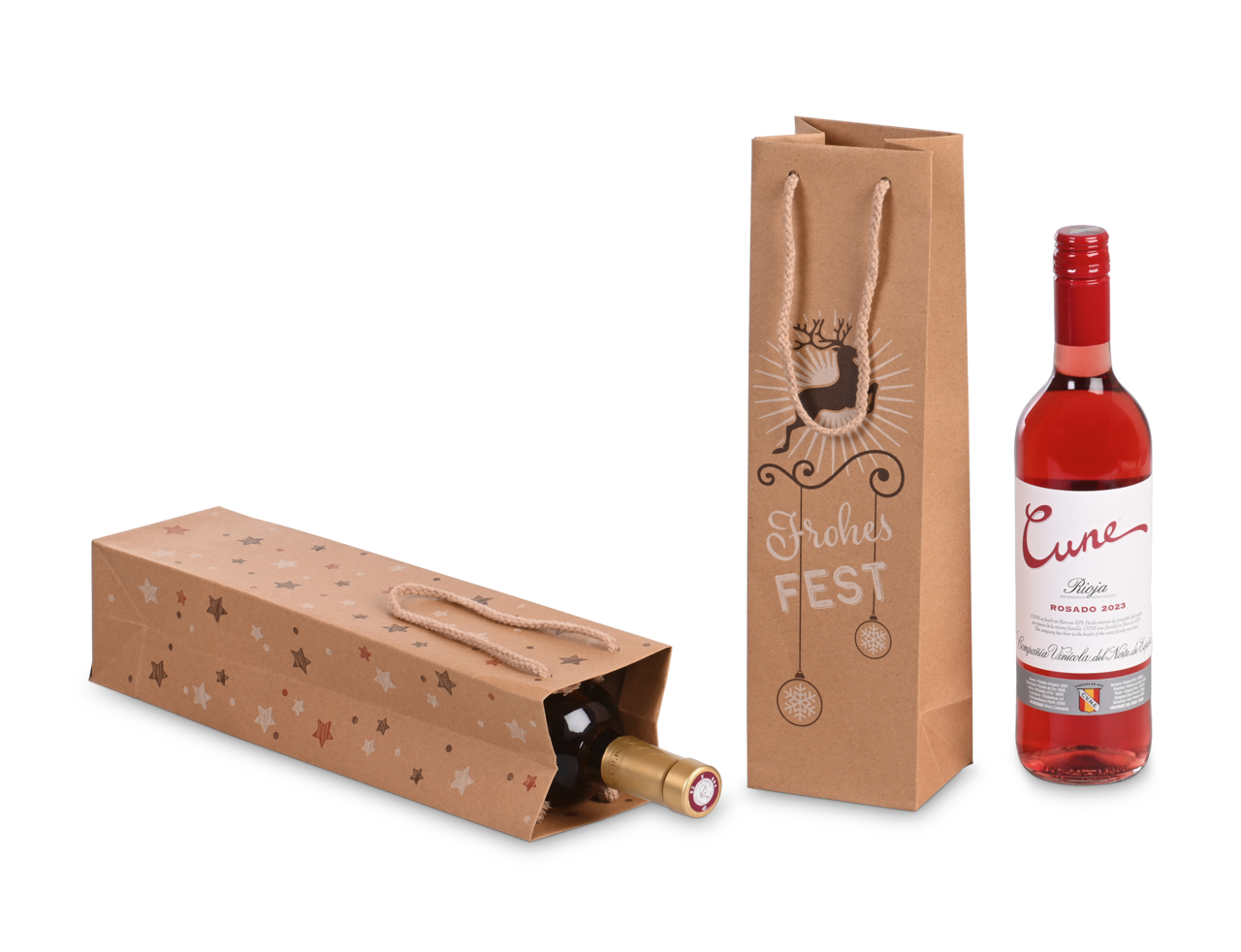 stabile, elegante und langlebige Flaschentasche aus Papier zu Weihnachten