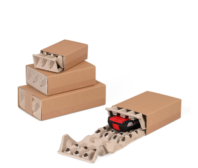 Faserform Verpackung in Schiebeschachtel SOFT-PAC GREEN