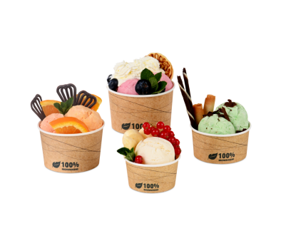 Eisbecher aus Pappe braun