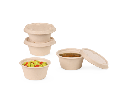 Dressingbecher aus Bagasse & Deckel