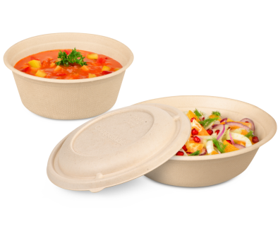 Schale aus Bagasse rund & Deckel
