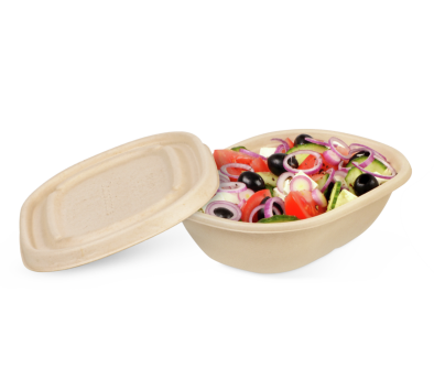 Schale aus Bagasse oval & Deckel