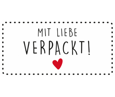 Motiv-Etikett, 45 &times; 90 mm, rechteckig, &laquo;mit Liebe verpackt&raquo;