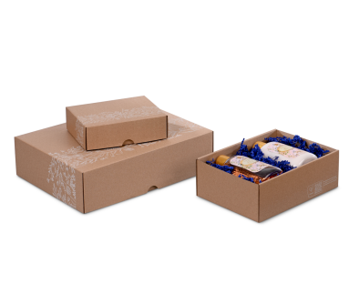 Geschenkschachtel mit St&uuml;lpdeckel & floralem Muster