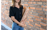 Baguettebeutel braun mit Pergamin-Sichtstreifen