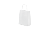 Tragetasche aus Kraftpapier 220×100×280 mm, weiß, mit gedrehter Kordel, 90 g/m²