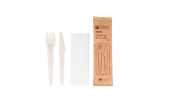 Besteckset aus Zellstoff: Gabel, Messer, Serviette