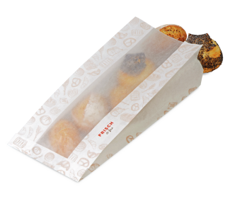 Faltenbeutel mit Pergamin-Sichtstreifen «FRISCH & fein»