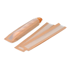 Baguettebeutel braun mit Pergamin-Sichtstreifen