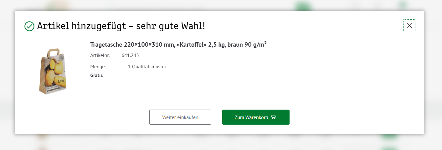 In den Warenkorb Erfolgsmeldung von packVerde